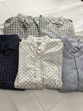 Lot of 5 J.Crew Slim Mens Medium Long Sleeve Button Down Shirt Preppy